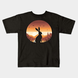 Rabbit Retro Sunset Kids T-Shirt